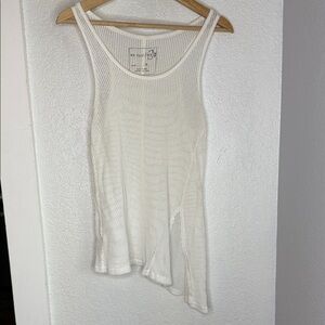 We The Free Free People Ribbed Asymmetrical Ribbed Tank Top White M Sheer boho